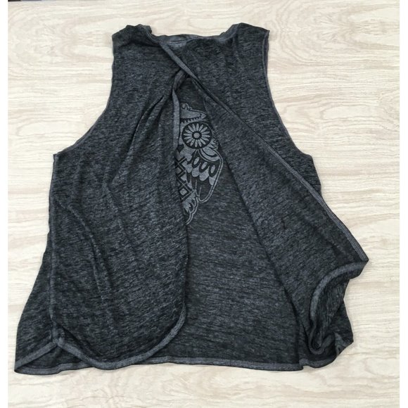 No Boundaries Tank Top Owl Size XL 15/17 Black White Beach Workout Split Back - Picture 3 of 7